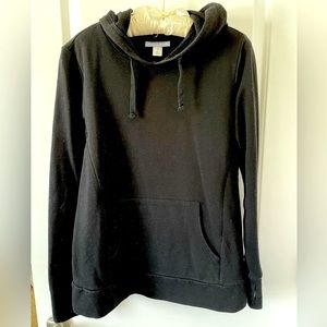 Motherhood Maternity Black French Terry Side Access Nursing Hoodie, Medium